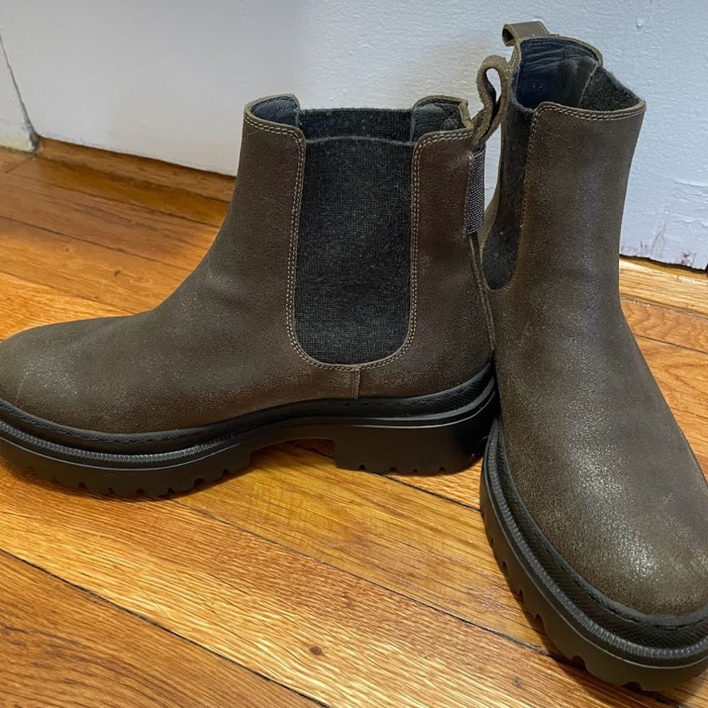 Brunello Cucinelli Brown Leather Chunky Bole boots